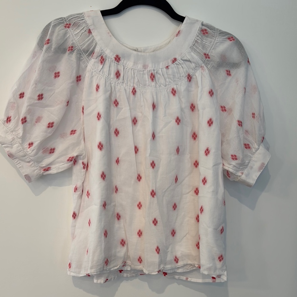 White and red j.crew top